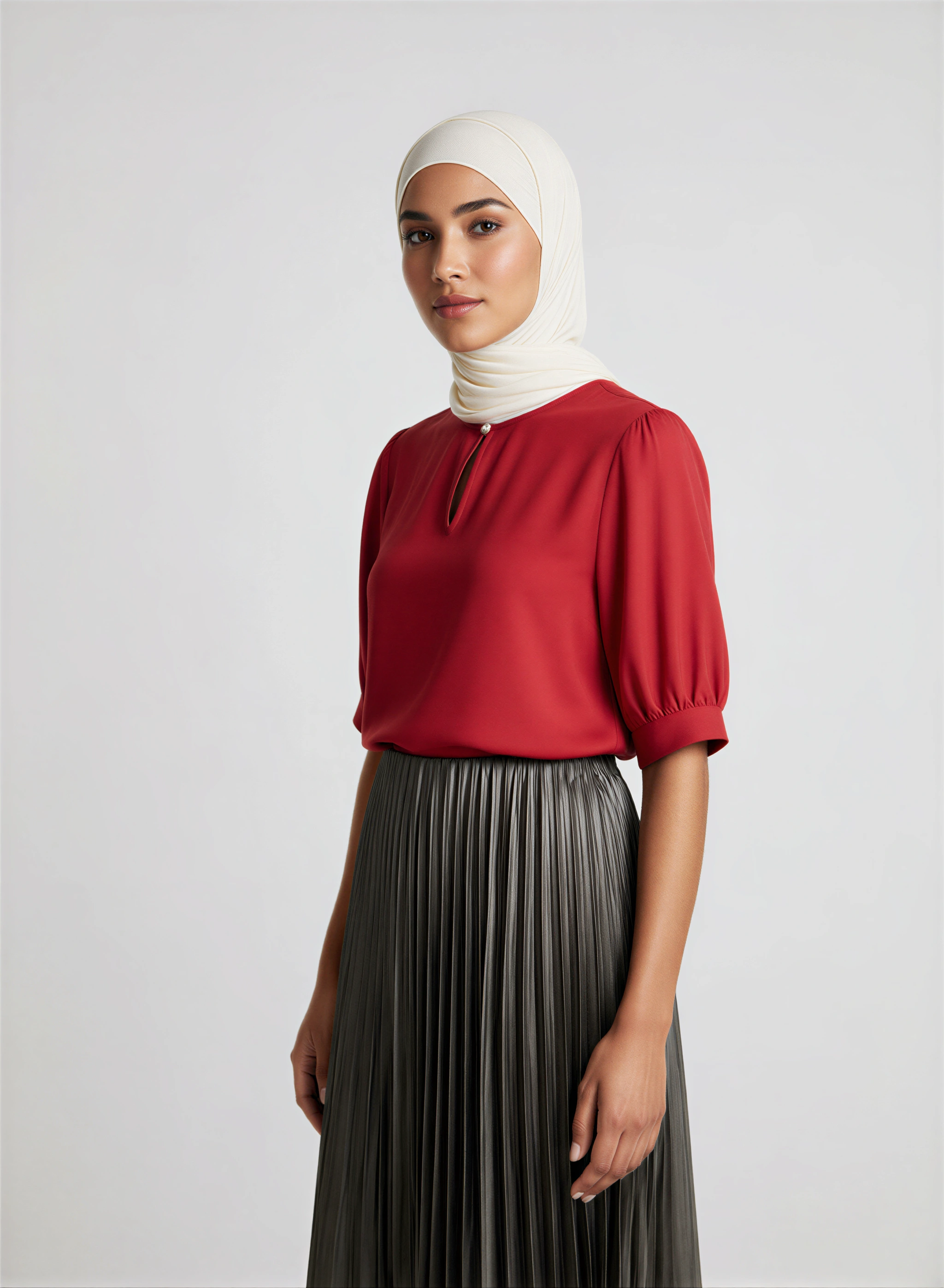 Lifestyle fashion image featuring a seated pose